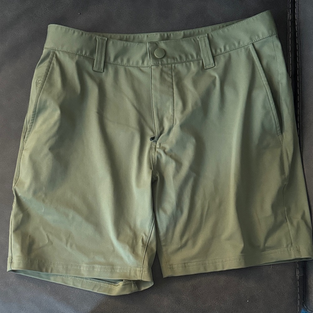 RHONE Olive Green Men's Flat Front Shorts